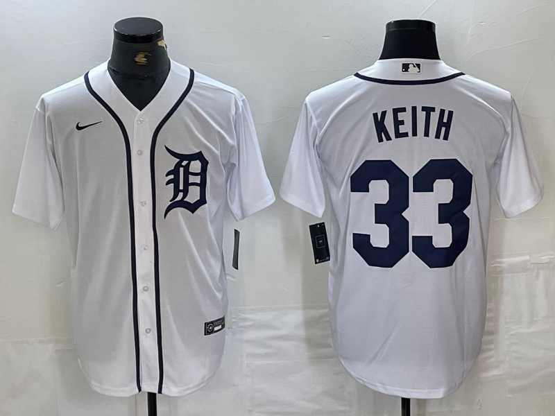 Men%27s Detroit Tigers #33 Colt Keith White Cool Base Stitched Jersey
